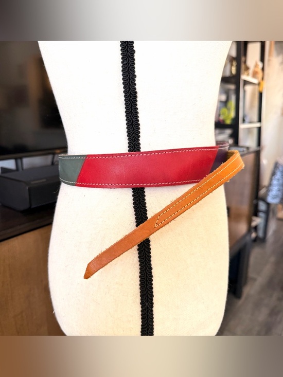 Colorblock Leather Waist Belt main image 7